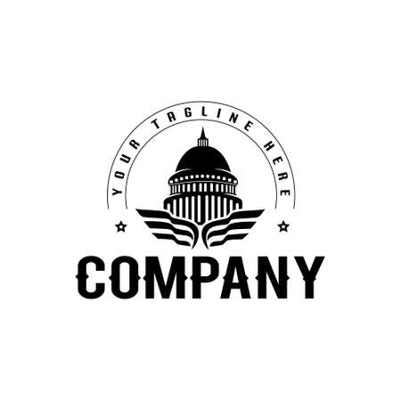 Illustration of eagle wing Mortgage coat of arms American white building logo. American eagle real estate logo template.のイラスト素材