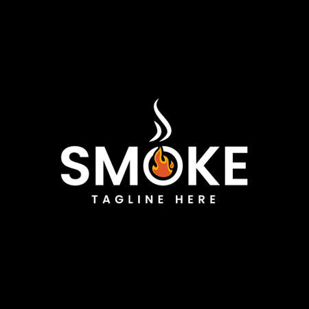 Smoke fire logo design inspiration,watermark logo on black backgroundのイラスト素材