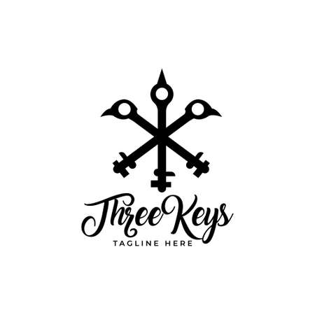 Bird's head inspiration three key logo design, Logo Symbol or Template. Crossed Keys Silhouetteのイラスト素材