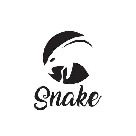Snake head logo sticking out tongue dangerous snake silhouette design illustrationのイラスト素材