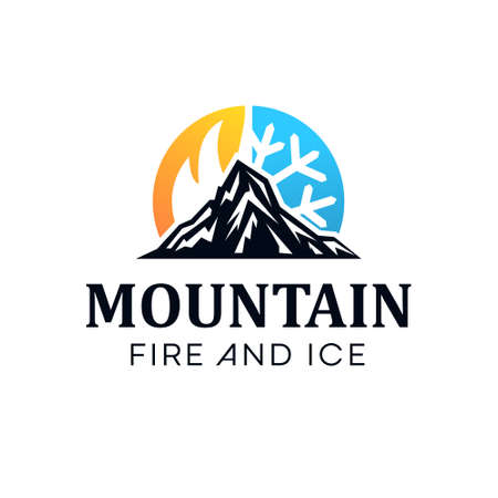 Fire cold snow logo design template high mountainのイラスト素材