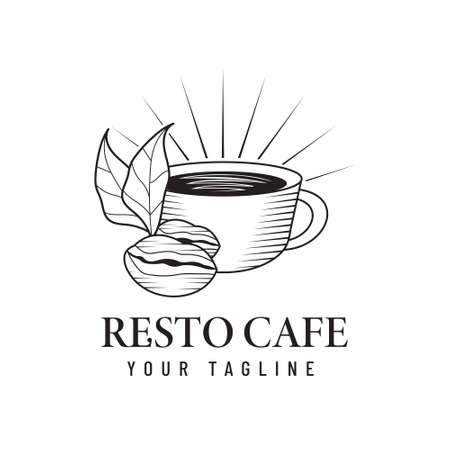 Restaurant cafe logo design template. Retro coffee emblem. vector art.のイラスト素材