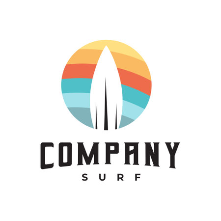Surfboard illustration design logoのイラスト素材