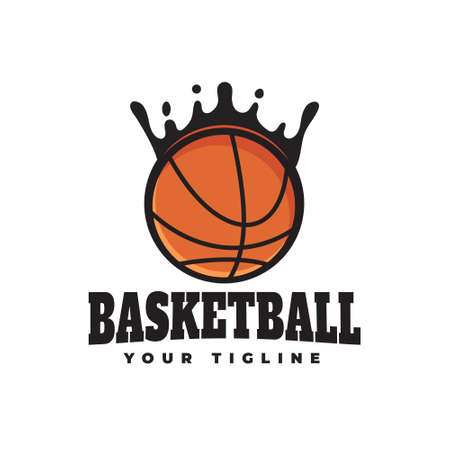 Water splash basketball logo design, symbol, American Basketball, basketball club, emblem, design with ball. Sports badge vector illustration,sports design,templateのイラスト素材