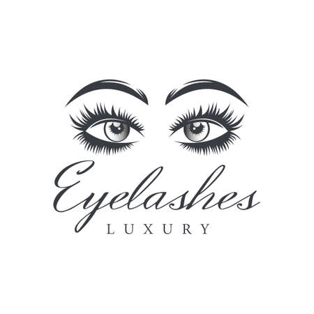Luxury Beauty Eyelash Extension Logo Vector. Eyelash makeup, vector illustration in modern style, Templates,spa,beauty salonのイラスト素材