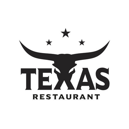 Vintage longhorn buffalo, cow skull head, bull logo design for your business restaurant.のイラスト素材