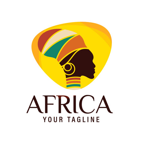 Exotic Beautiful African Woman Silhouette vector design,hat,with facing position african woman illustration, can be used for cosmetic logoのイラスト素材