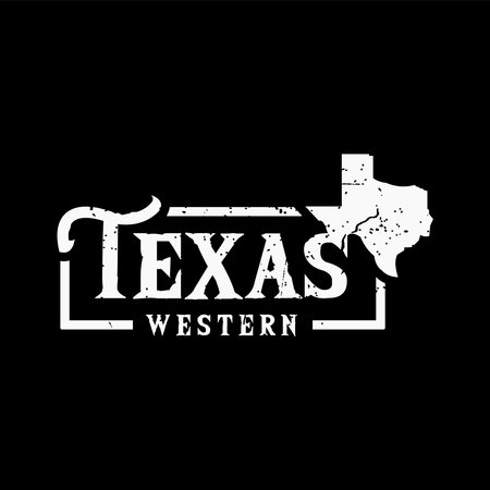 Texas State Logo Template, emblem, label. Single Star Country. typography, Texas USA vintage design. Map symbol vector illustration. Black backgroundのイラスト素材