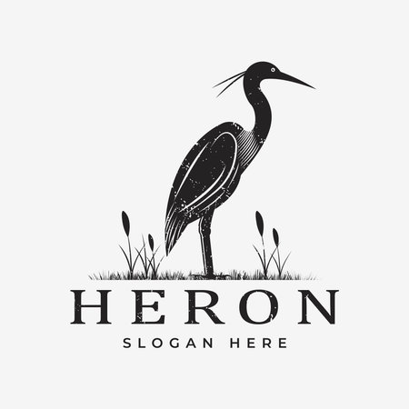 Heron bird Stork silhouette design logo, design templateのイラスト素材