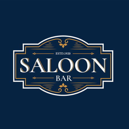 Classic Vintage Country Restaurant Bar Saloon Wild West themed decorative illustration in retro style Western Cowboy Logoのイラスト素材