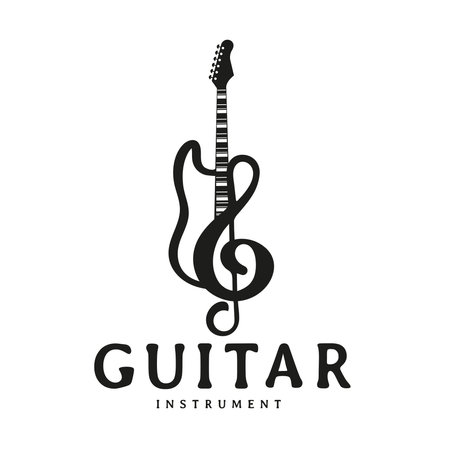 Instrumental guitar modern logo design inspiration and can be used for musical instrument shopのイラスト素材