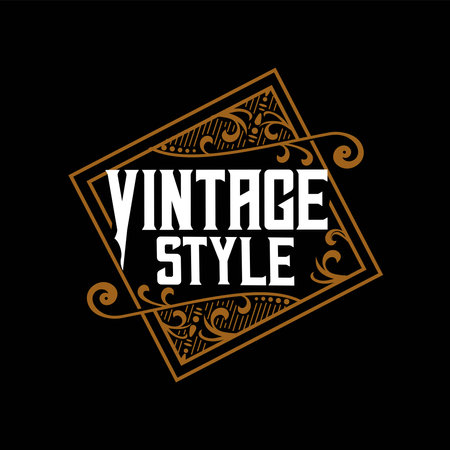 Logo design Badge Design Classic Retro Vintage Style, Vintage framed logo. Antique labels.のイラスト素材