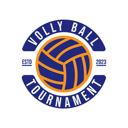 Sport volleyball club logo, volleyball club. Tournament volleyball club emblem, design template on white backgroundのイラスト素材