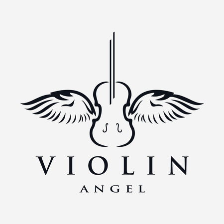 Illustration of a two-winged bird violin musical instrument, vintage design can be used as a music logoのイラスト素材