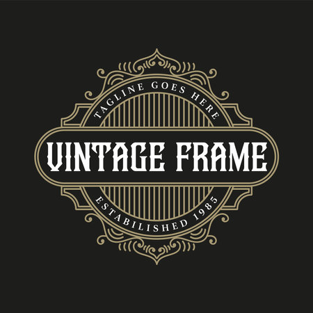 Vintage Retro Ornament Border Frame Royal Badge Emblem Stamp Label Design Vector Vintage frame , Antique labelsのイラスト素材