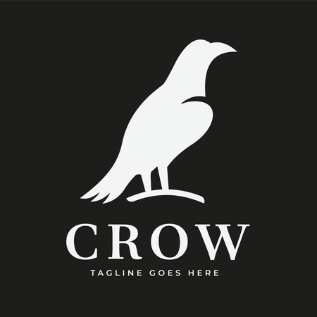 Crow vector flat silhouette illustration dark background vector designのイラスト素材