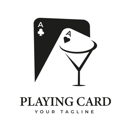 Simple Minimalist Vintage Poker Playing Card with Glass Cup Casino Sport Club Design Vector illustrationのイラスト素材