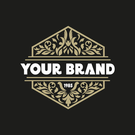 Hexagon Hexagonal Vintage Border Frame Ornament Classic and Luxurious Vintage Retro Royal Badge Emblem Stamp Label Design Vectorのイラスト素材