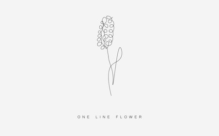 Beautiful flower one line drawing on white background vector illustrationのイラスト素材