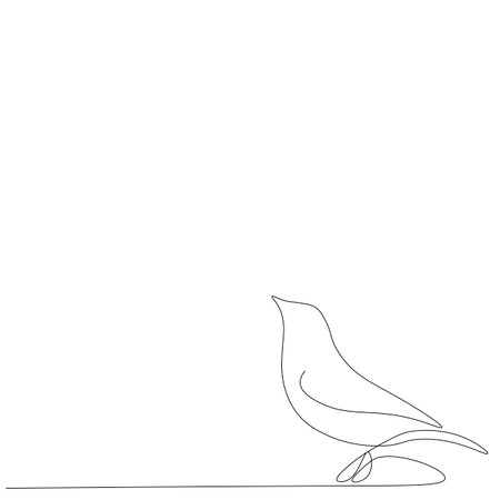 Bird silhouette one line drawing vector illustrationのイラスト素材