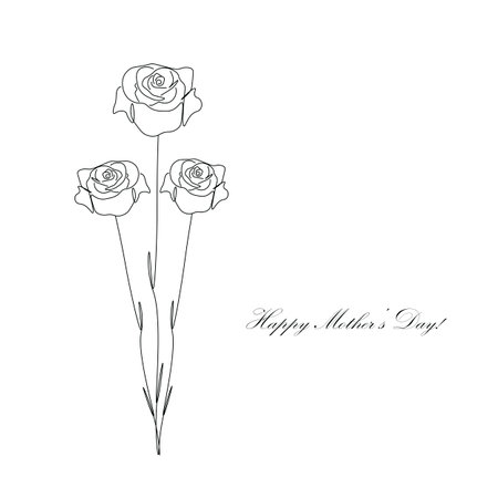 Happy mothers day card with roses, vector illustrationのイラスト素材
