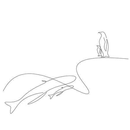 Cute animals line drawing, vector illustrationのイラスト素材