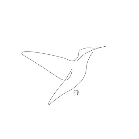 Cute bird flaying line drawing on white background vector illustrationのイラスト素材