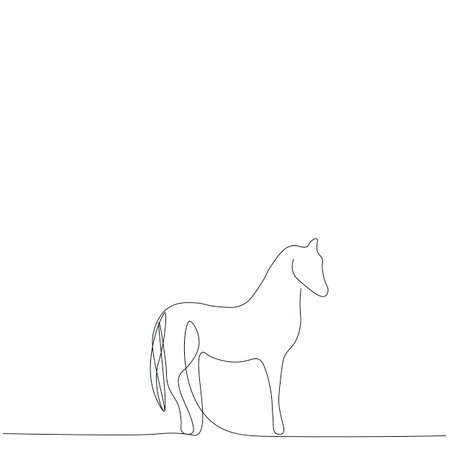 Horse animal silhouette line drawing vector illustrationのイラスト素材