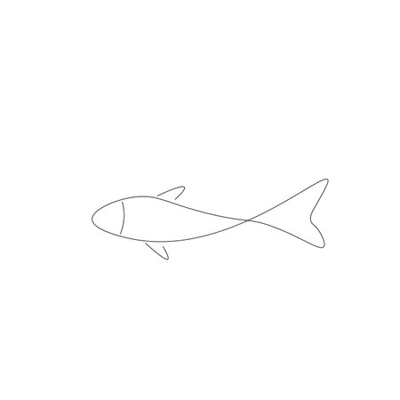 Fish silhouette line drawing vector illustrationのイラスト素材