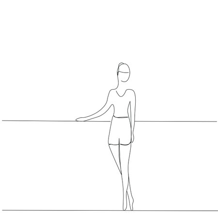 Ballerina silhouette one line drawing vector illustrationのイラスト素材