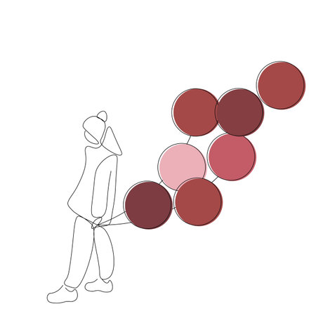 Girl play with balloons vector illustrationのイラスト素材