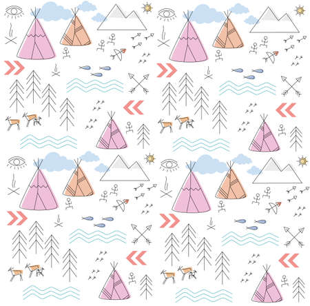 background with a childish ethnic patternのイラスト素材