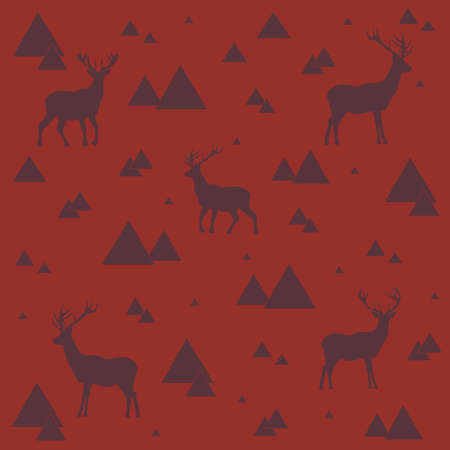 wallpaper with a pattern of deer and trianglesのイラスト素材
