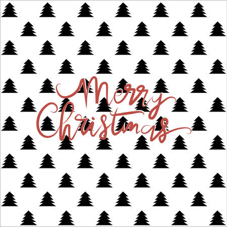Black and white Christmas tree printのイラスト素材