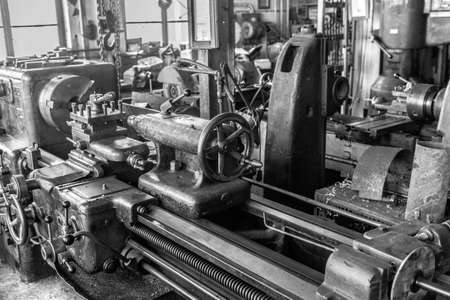 Railway wheels wagon. Behind the wheel in BWの写真素材