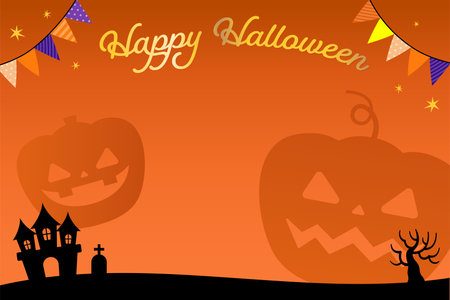 llustration for decorating a Halloween event. Illustrations of ghosts and jack-o'-lanterns will make your event cute and exciting.のイラスト素材
