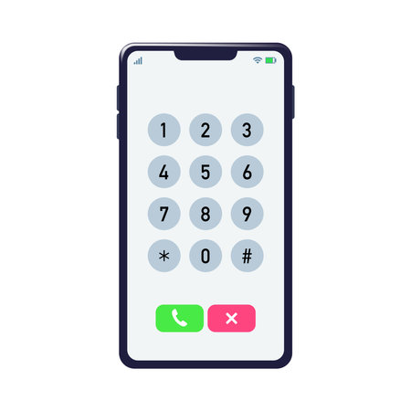 Illustration of a smartphone displaying a dial keyのイラスト素材