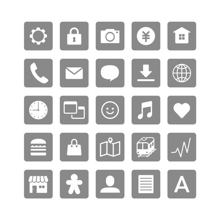 Various icon illustrations for use with digital tools.のイラスト素材