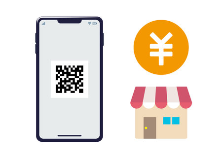 Illustration of QR code payment with a smartphoneのイラスト素材