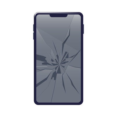 Illustration 1 of a smartphone with a broken screenのイラスト素材