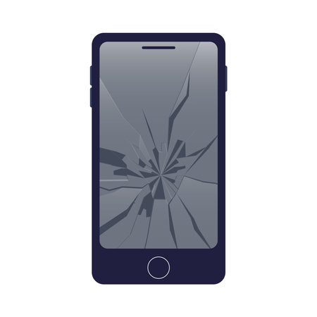 Illustration 1 of a smartphone with a broken screenのイラスト素材