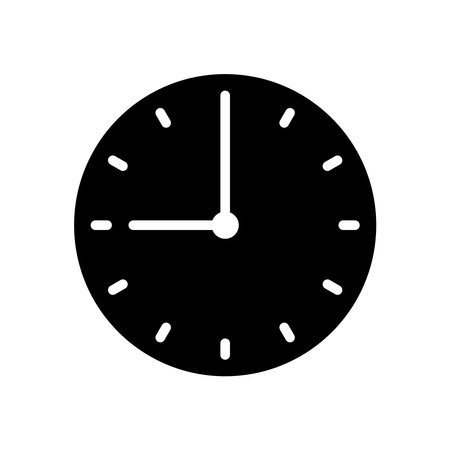 Simple black and white clock icon.のイラスト素材