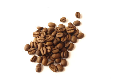 Enlarged photo of many coffee beansの写真素材