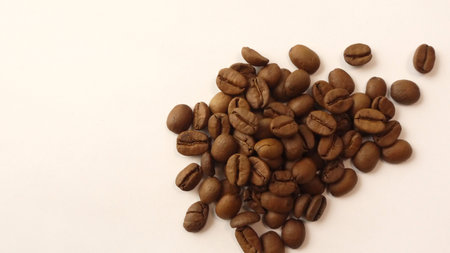 Enlarged photo of many coffee beansの写真素材