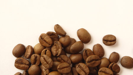 Enlarged photo of many coffee beansの写真素材