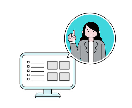 Woman giving directions onlineのイラスト素材