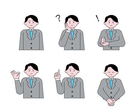 Men with various facial expressionsのイラスト素材