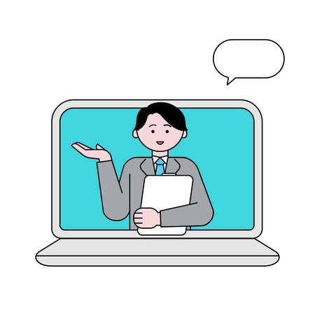 Man giving directions onlineのイラスト素材