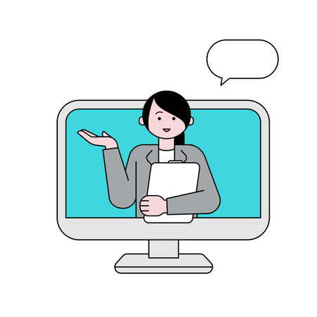 Woman giving directions onlineのイラスト素材