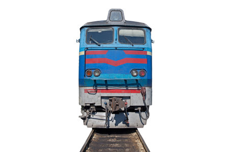 The image of a locomotive on a white background. side viewの写真素材